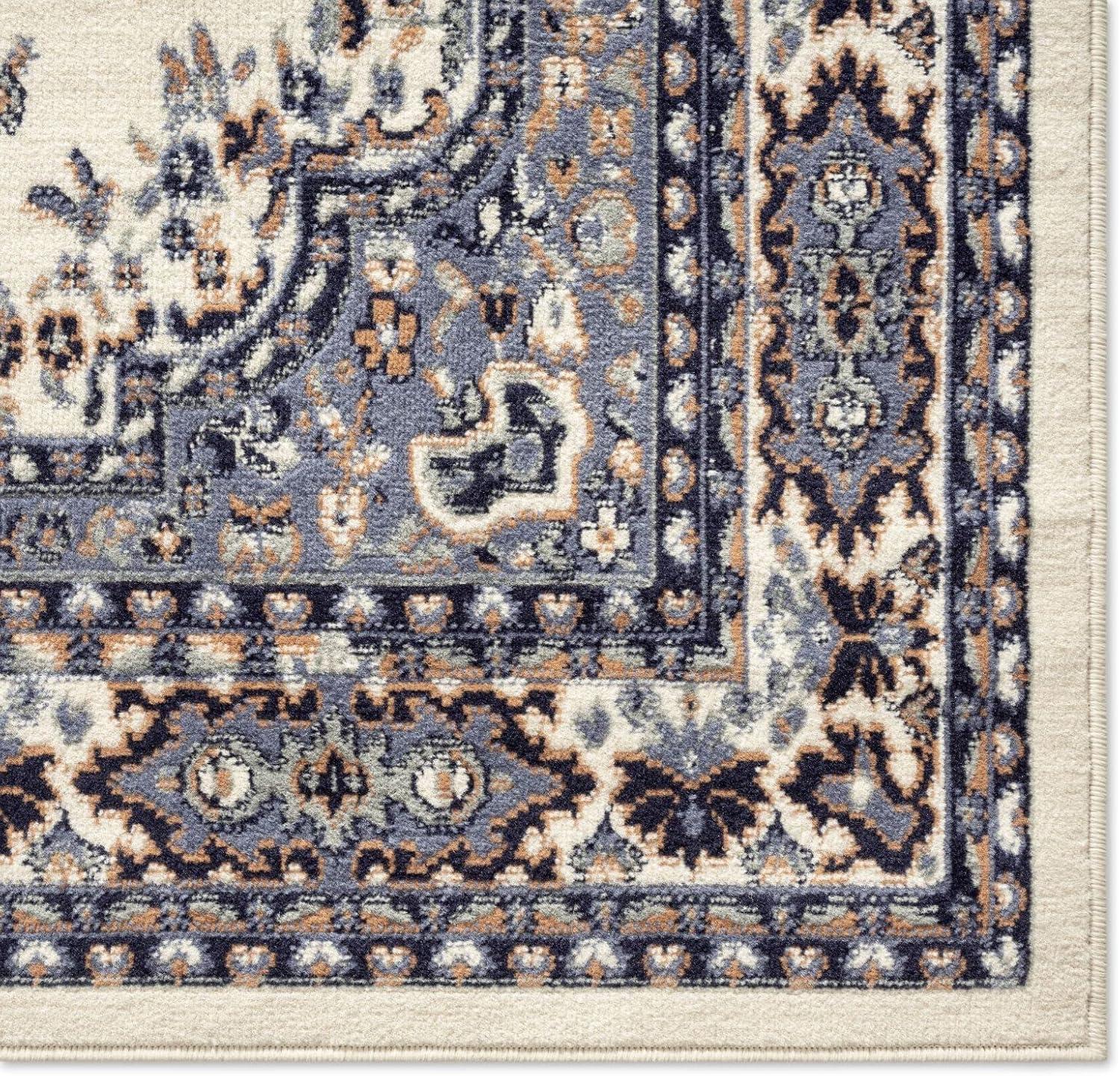 Home Dynamix Ariana Ksara Traditional Medallion Border Area Rug, Ivory/Blue, 3-Piece Set