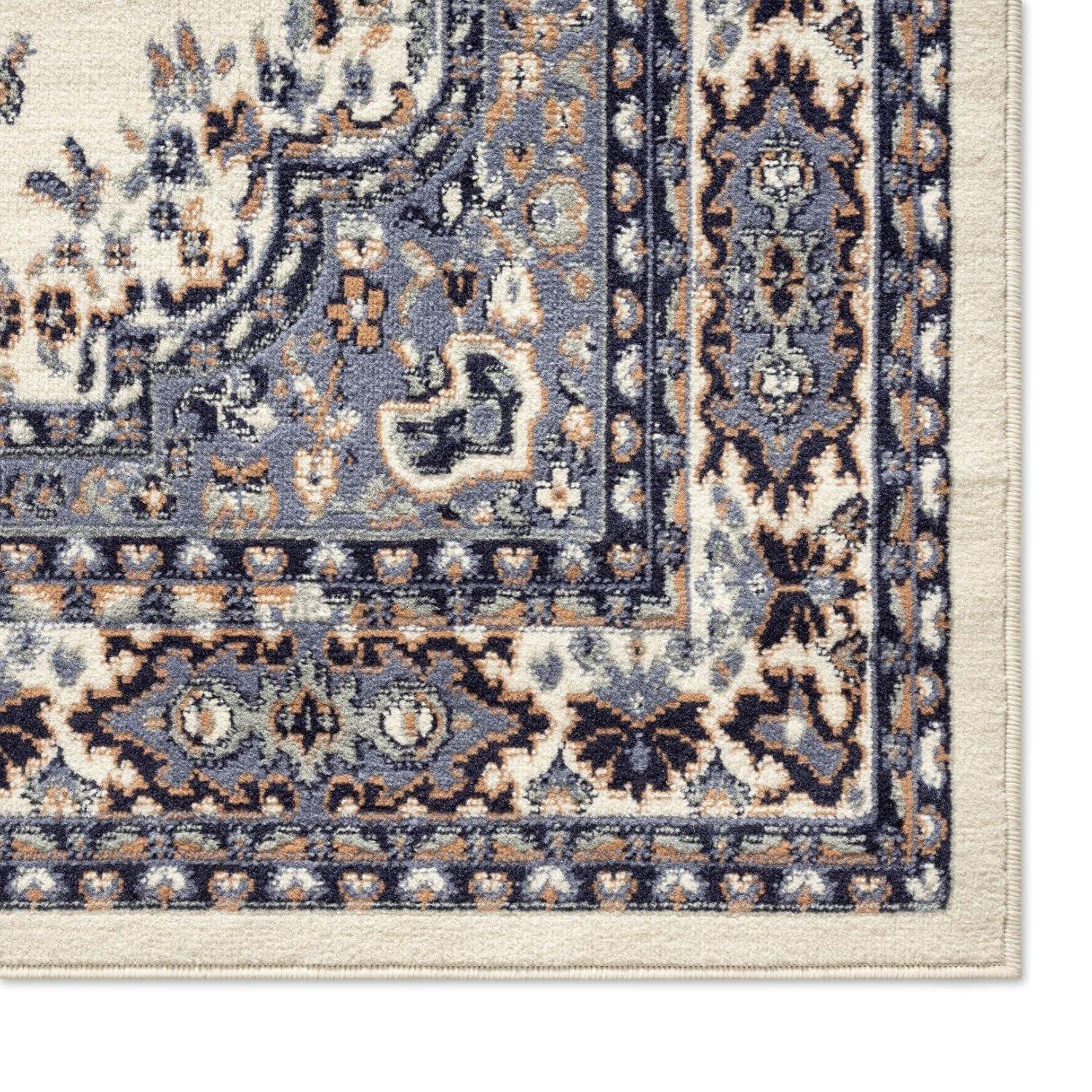Home Dynamix Ariana Ksara Traditional Medallion Border Area Rug, Ivory/Blue, 3-Piece Set