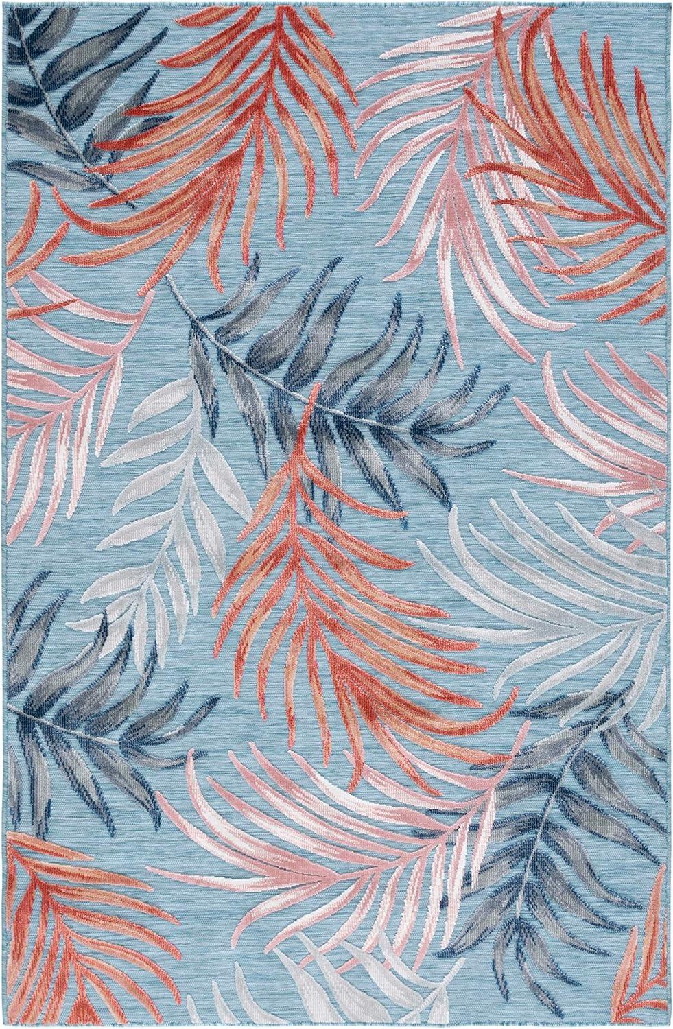 Cabana CBN458 Power Loomed UV Resistant Indoor/Outdoor Area Rug - Blue/Rust - 5'1"x7'6" - Safavieh
