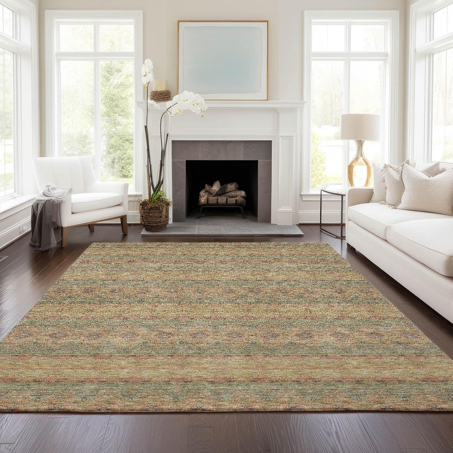 Green Flat Woven Synthetic 9' x 12' Bohemian Area Rug