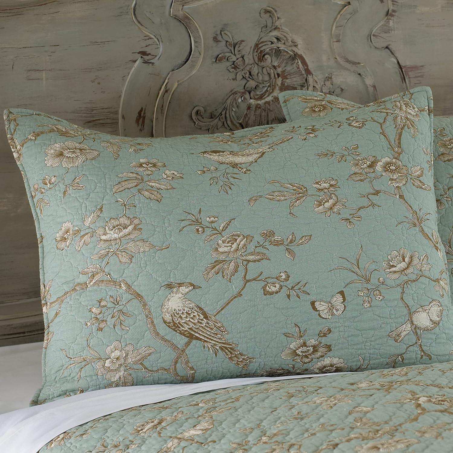homthreads Luxemburg Quilt Set - Teal (Full/Queen): Cotton Material, Includes 2 Shams, Machine Washable