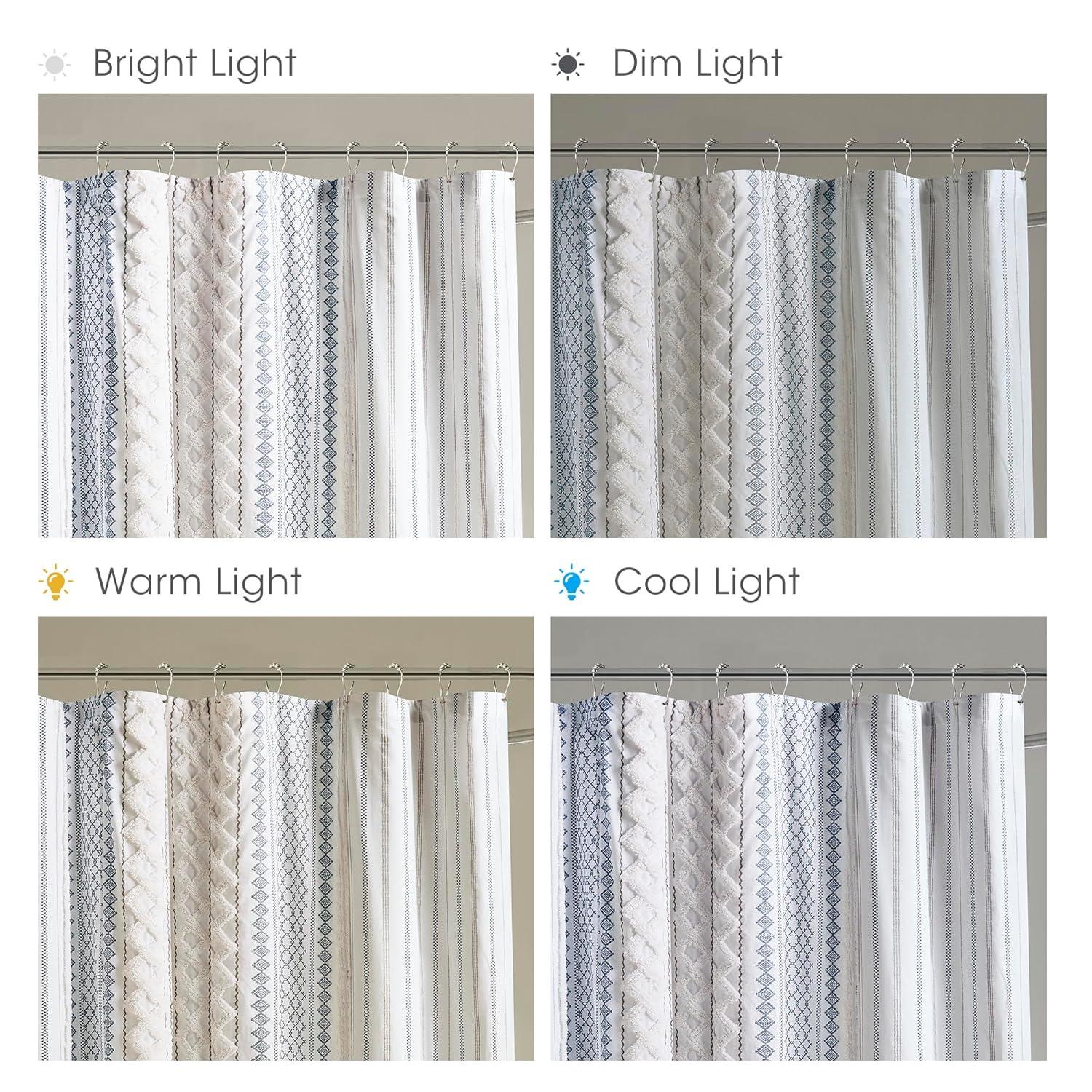 INK+IVY Imani 100% Cotton Printed Shower Curtain with Chenille