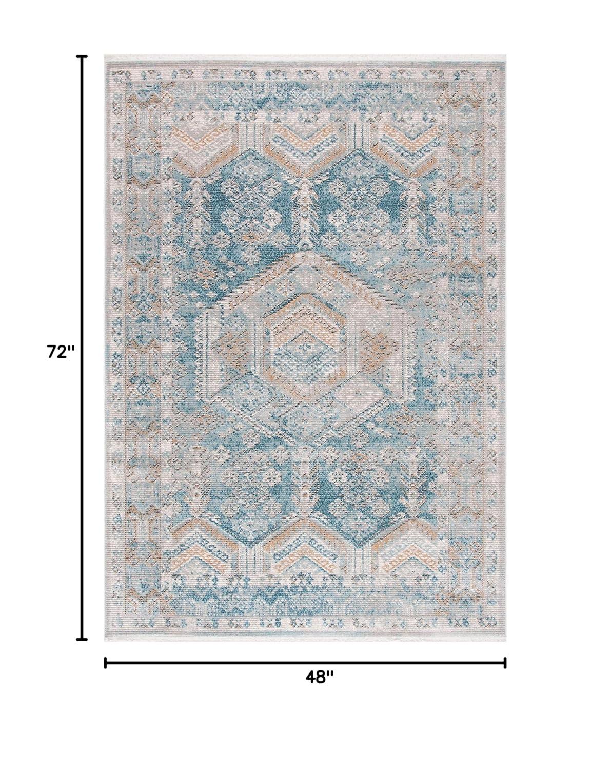 Shivan SHV727 Power Loomed Indoor Area Rug - Blue/Gold - 4'x6' - Safavieh