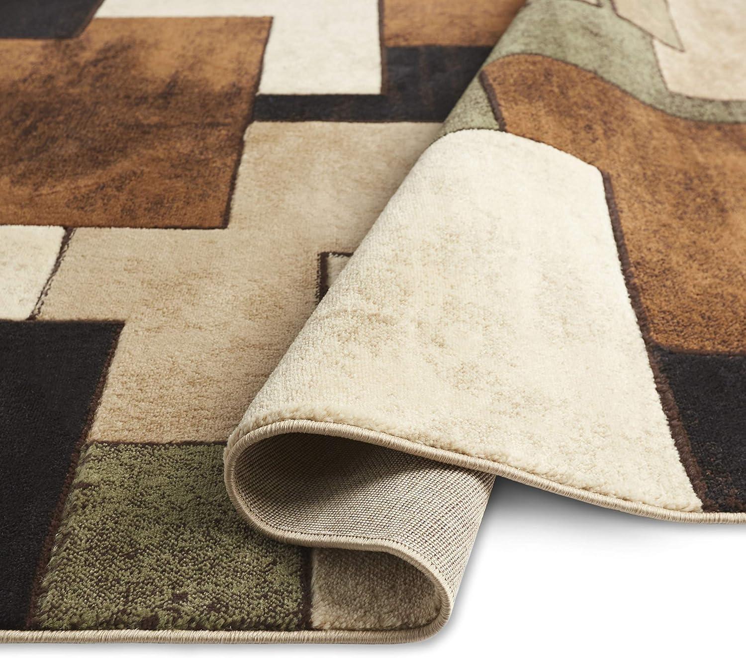 Home Dynamix Mason Contemporary Geometric Runner Area Rug, Brown/Green, 1'9"x7'2"