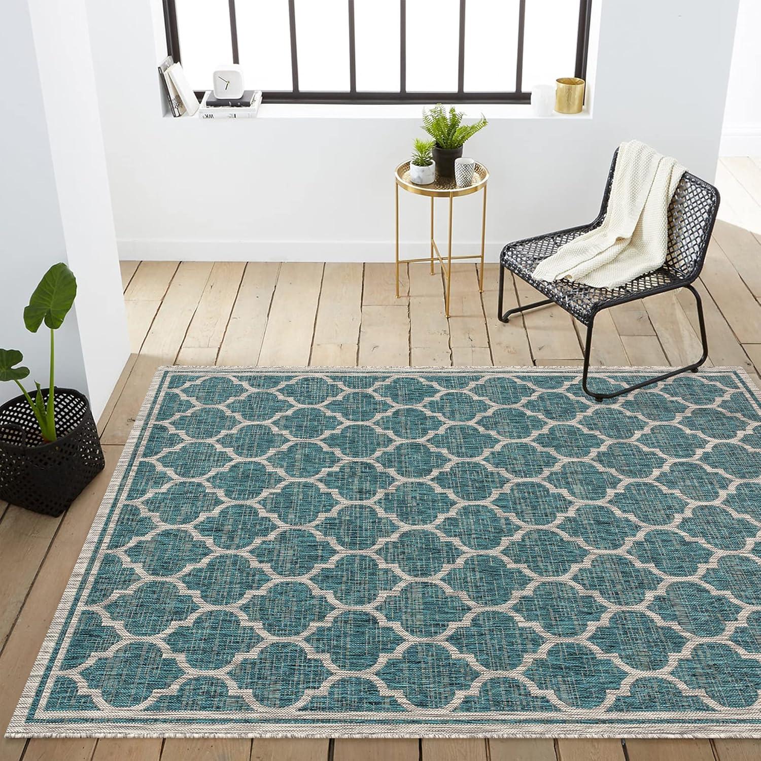 Gray Trellis Reversible Synthetic Flatweave 3x5 Area Rug