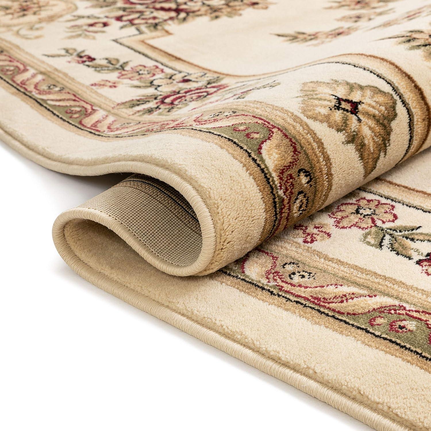 Well Woven Pastoral Medallion French European Floral Formal Traditional Modern Classic Thick Soft 5'3" x 7'3" Red Area Rug