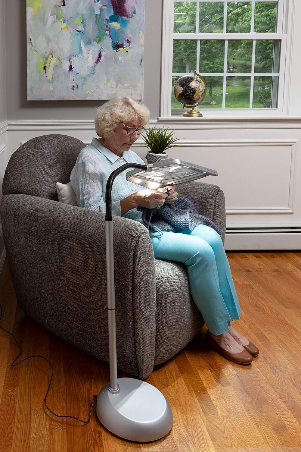 daylight24 Full Page Magnifier Floor Lamp, Silver