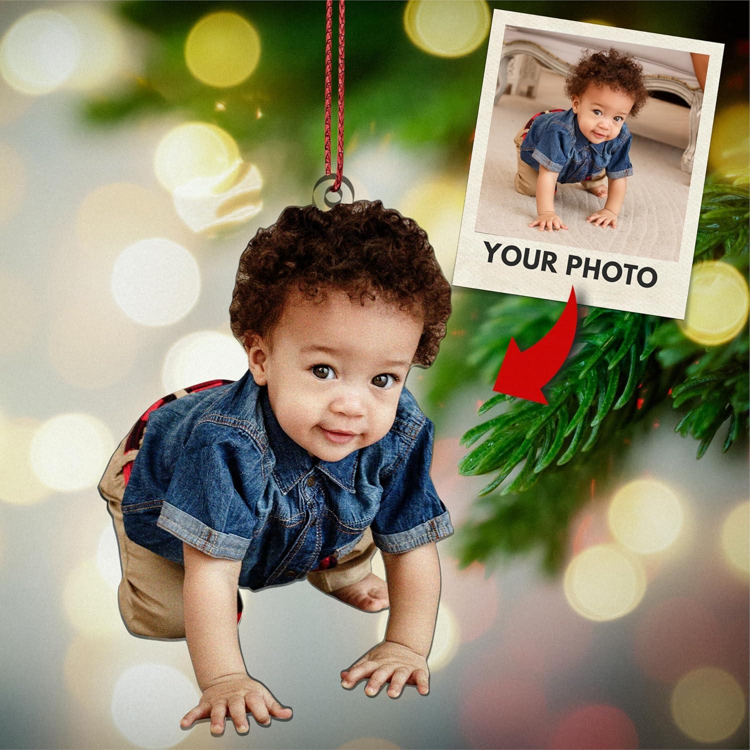 Customization Mill Personalized Your Photo Ornament, Customized 2D Photo Ornaments, Double-Sided Print, Custom Christmas Ornaments, Personalized Christmas Ornaments for Christmas Tree