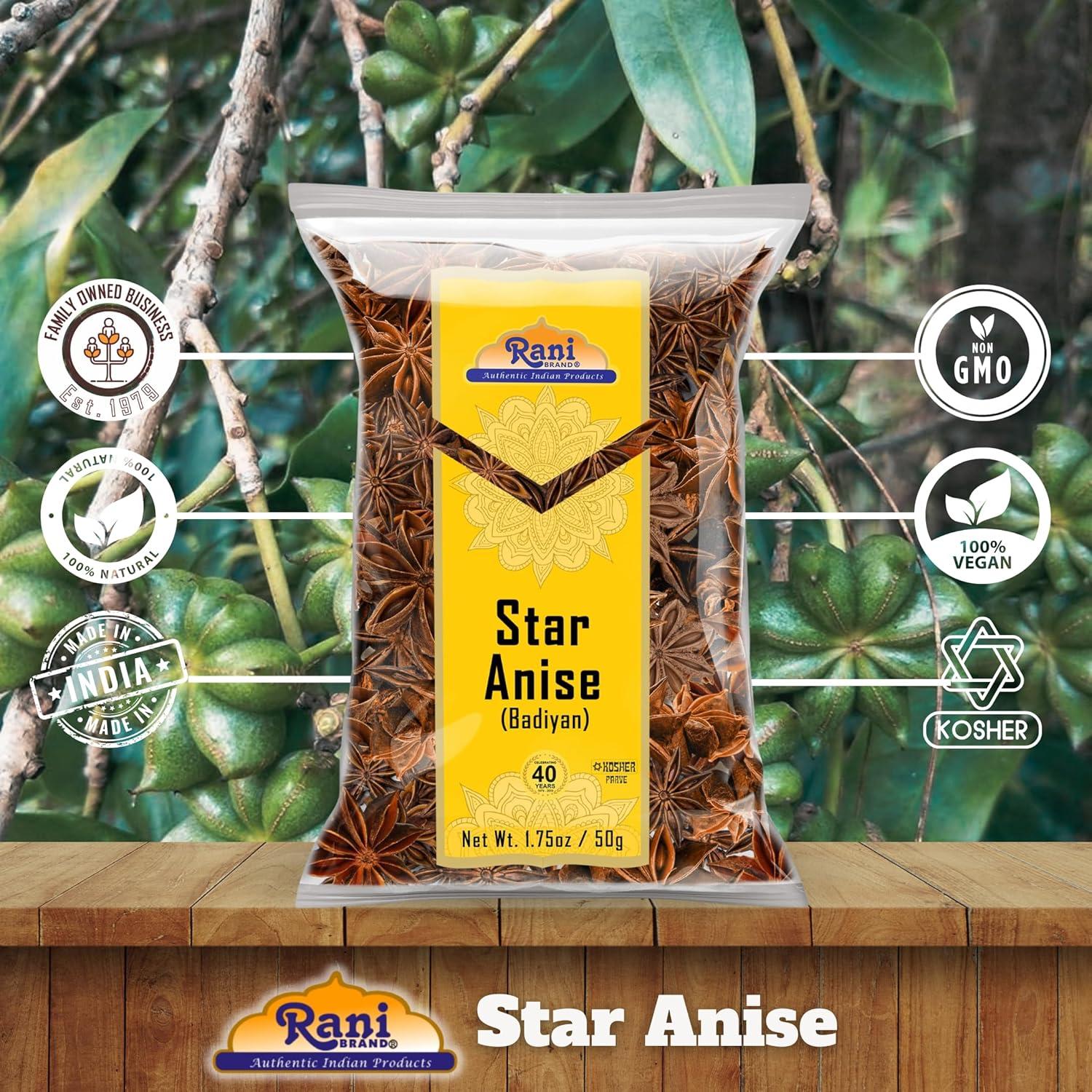 Star Anise Seeds (Badian Khatai) - 1.75oz (50g) - Rani Brand Authentic Indian Products