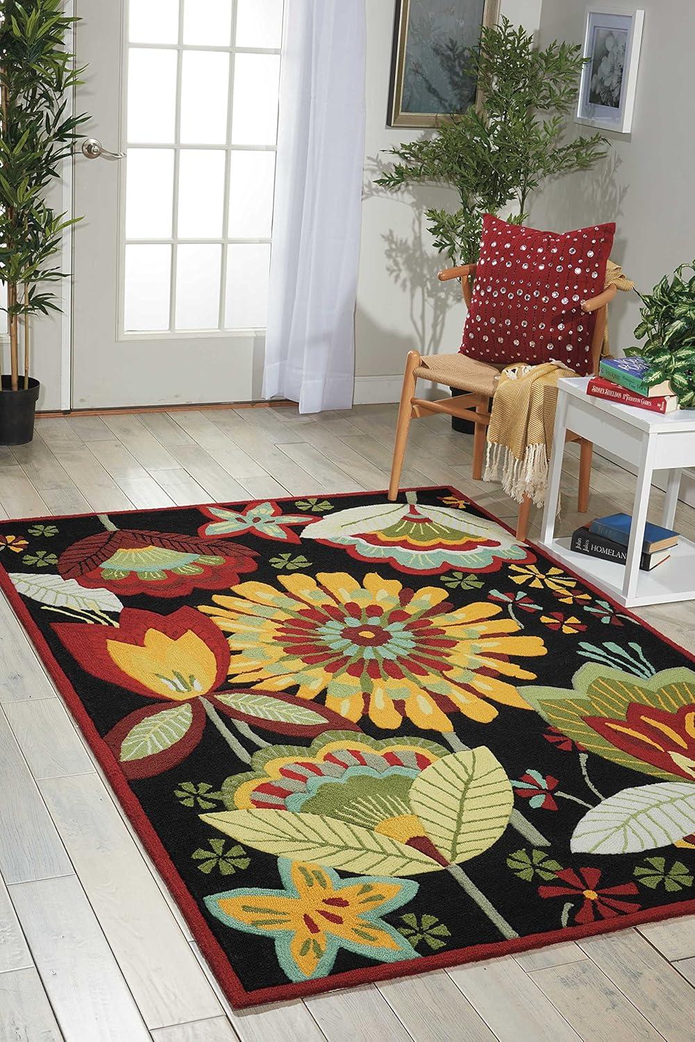 Nourison Fantasy Floral Black 1'9" x 2'9" Area Rug, (2x3)