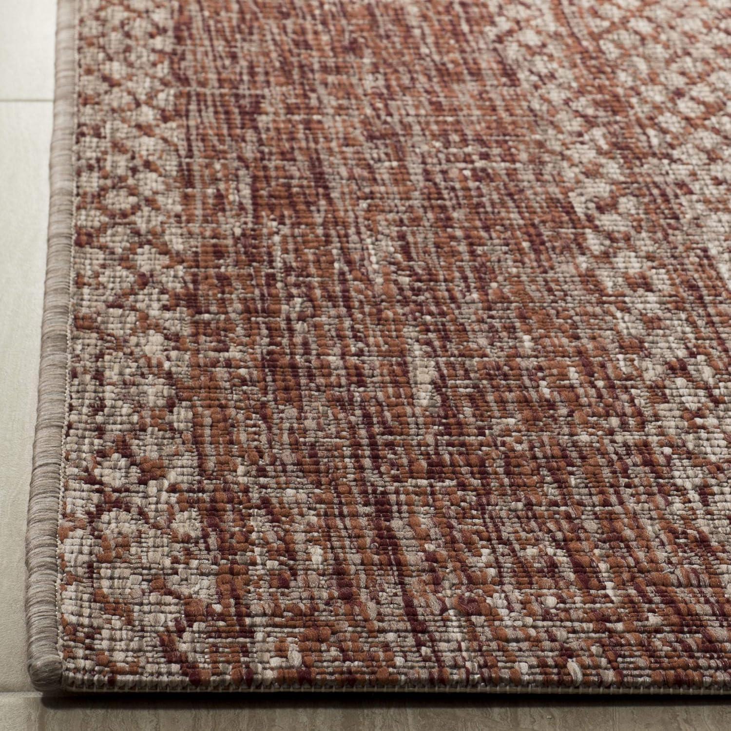 Reversible Flat Woven Light Beige & Terracotta Synthetic Rug 4' x 5'7"