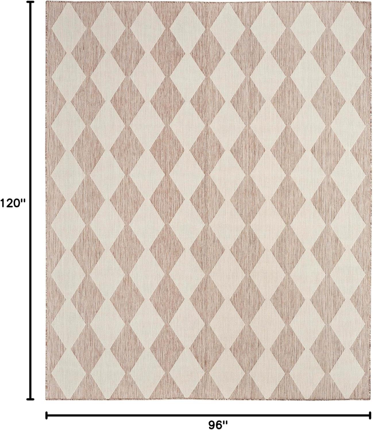 Nourison Positano 8' x 10' Beige Diamond Modern Flatweave Indoor/Outdoor Rug