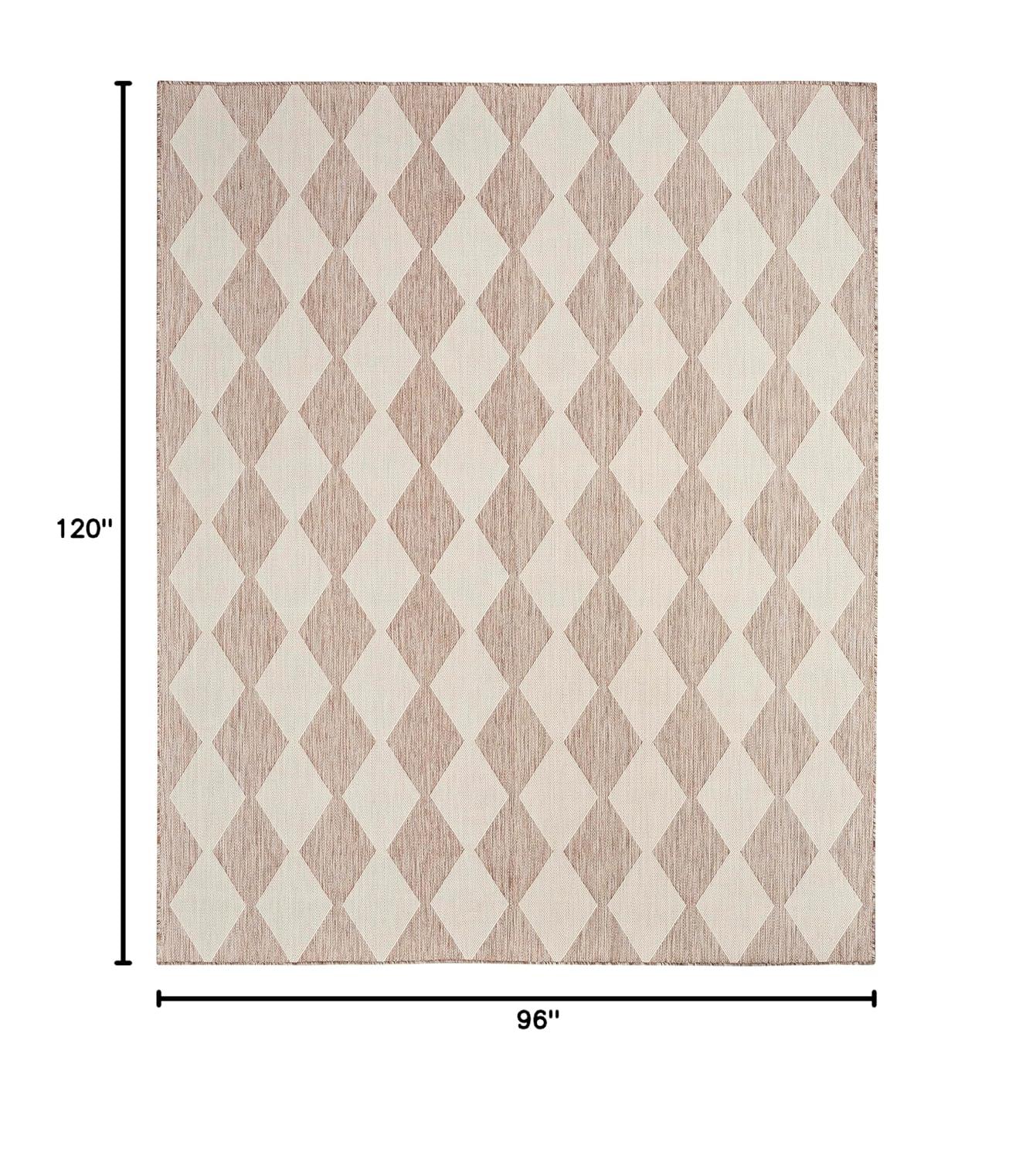Nourison Positano 8' x 10' Beige Diamond Modern Flatweave Indoor/Outdoor Rug