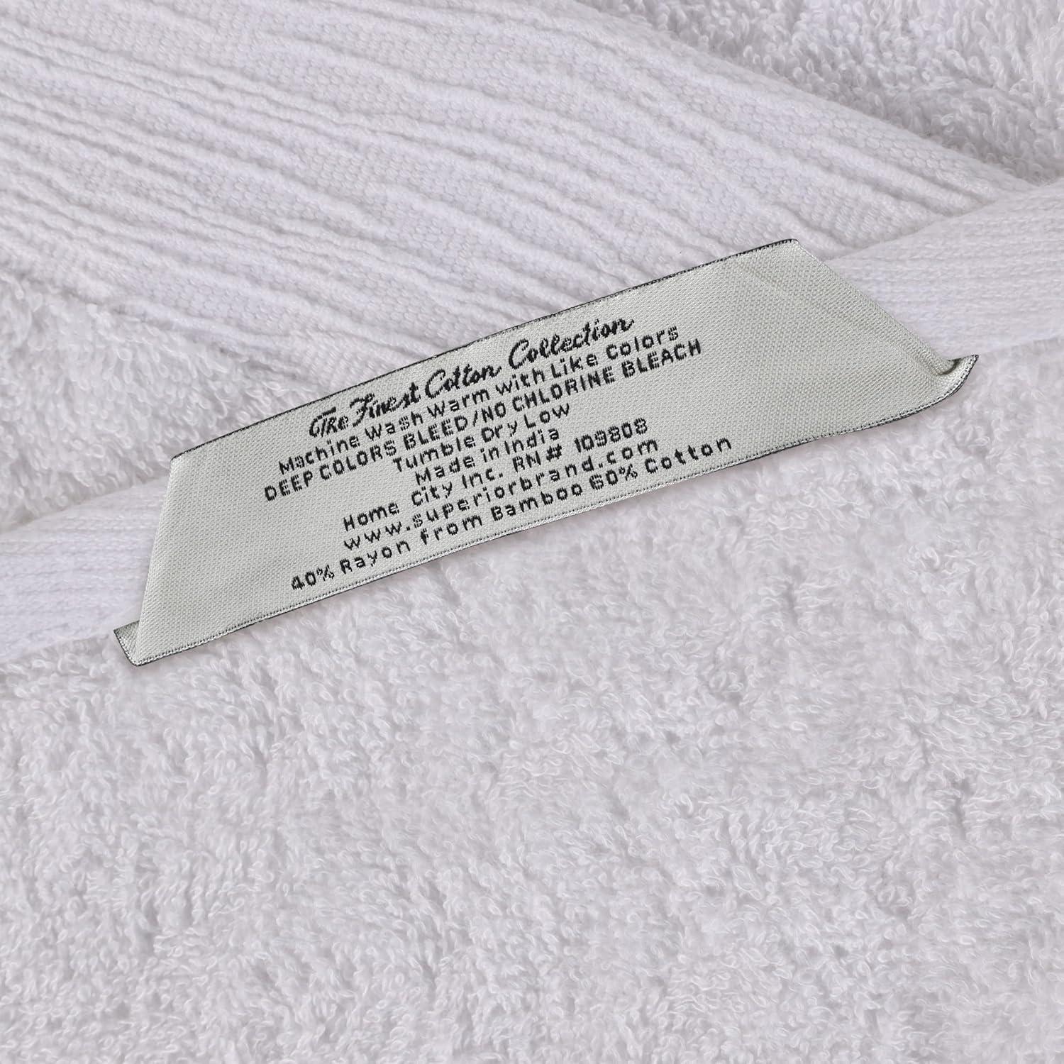 Superior Rayon from Bamboo Soft Modern 6-Piece Towel Set, White