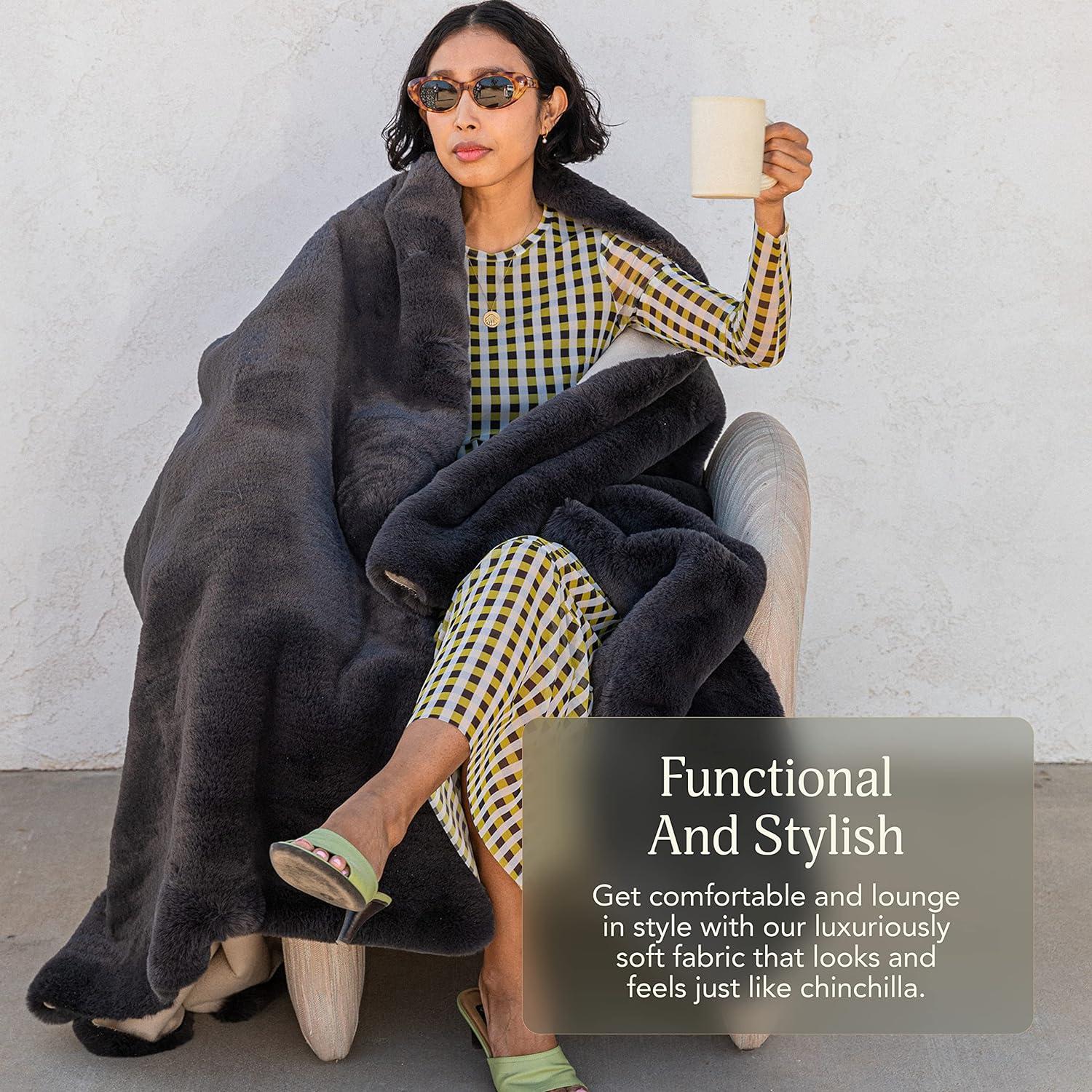 Medium Rosy Faux Fur Reversible Baby Throw Blanket