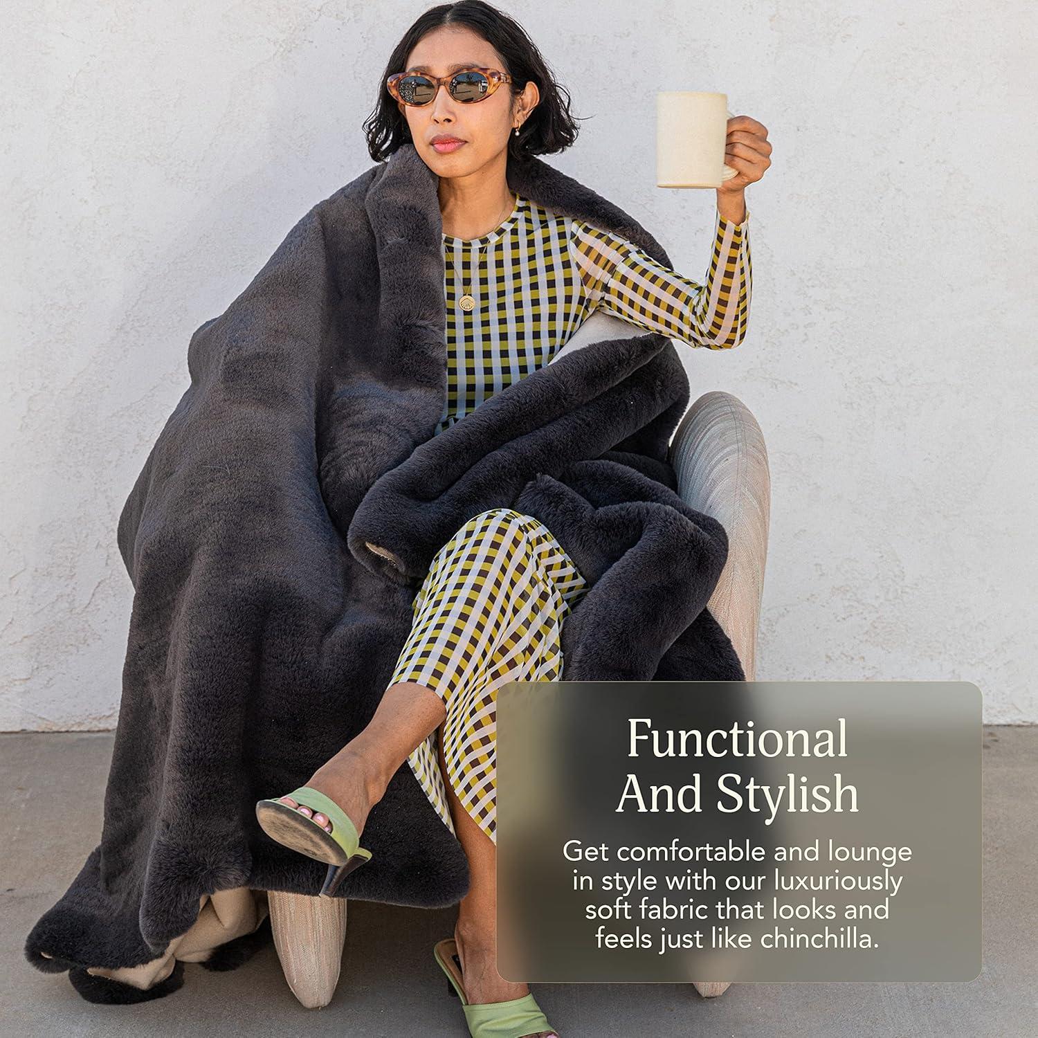 Medium Rosy Faux Fur Reversible Baby Throw Blanket