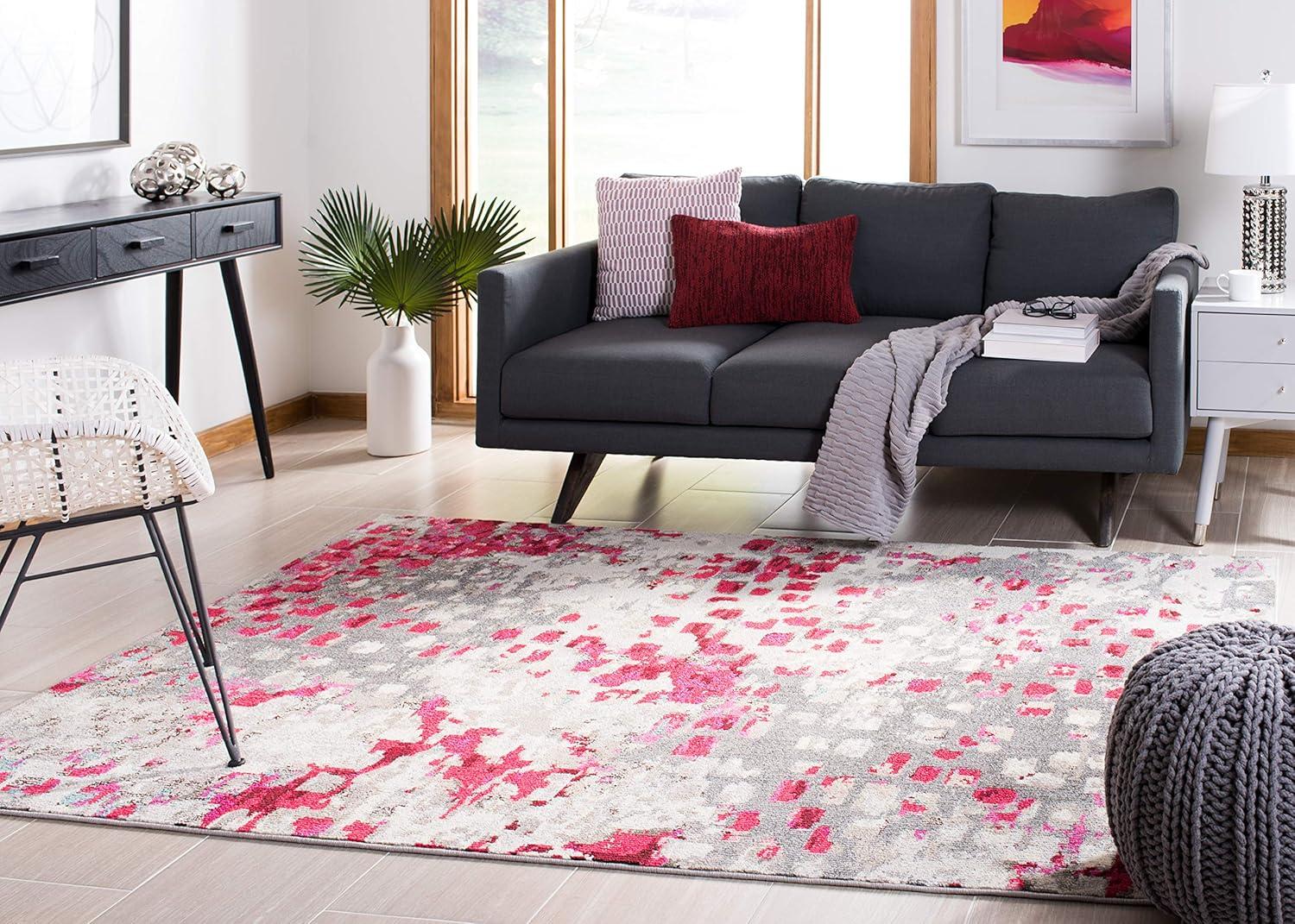 Madison MAD425 Power Loomed Indoor Area Rug - Grey/Red - 5'3"x7'6" - Safavieh