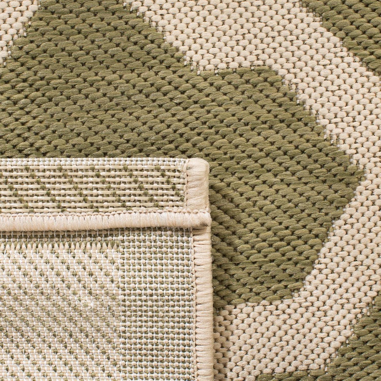 Courtyard CY6903 Power Loomed Indoor and Outdoor Area Rug - Green/Beige - 4'x5'7" - Safavieh