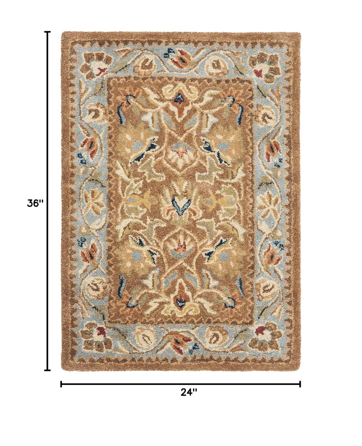 SAFAVIEH Bergama Michayla Traditional Wool Area Rug, Brown/Blue, 2' x 3'