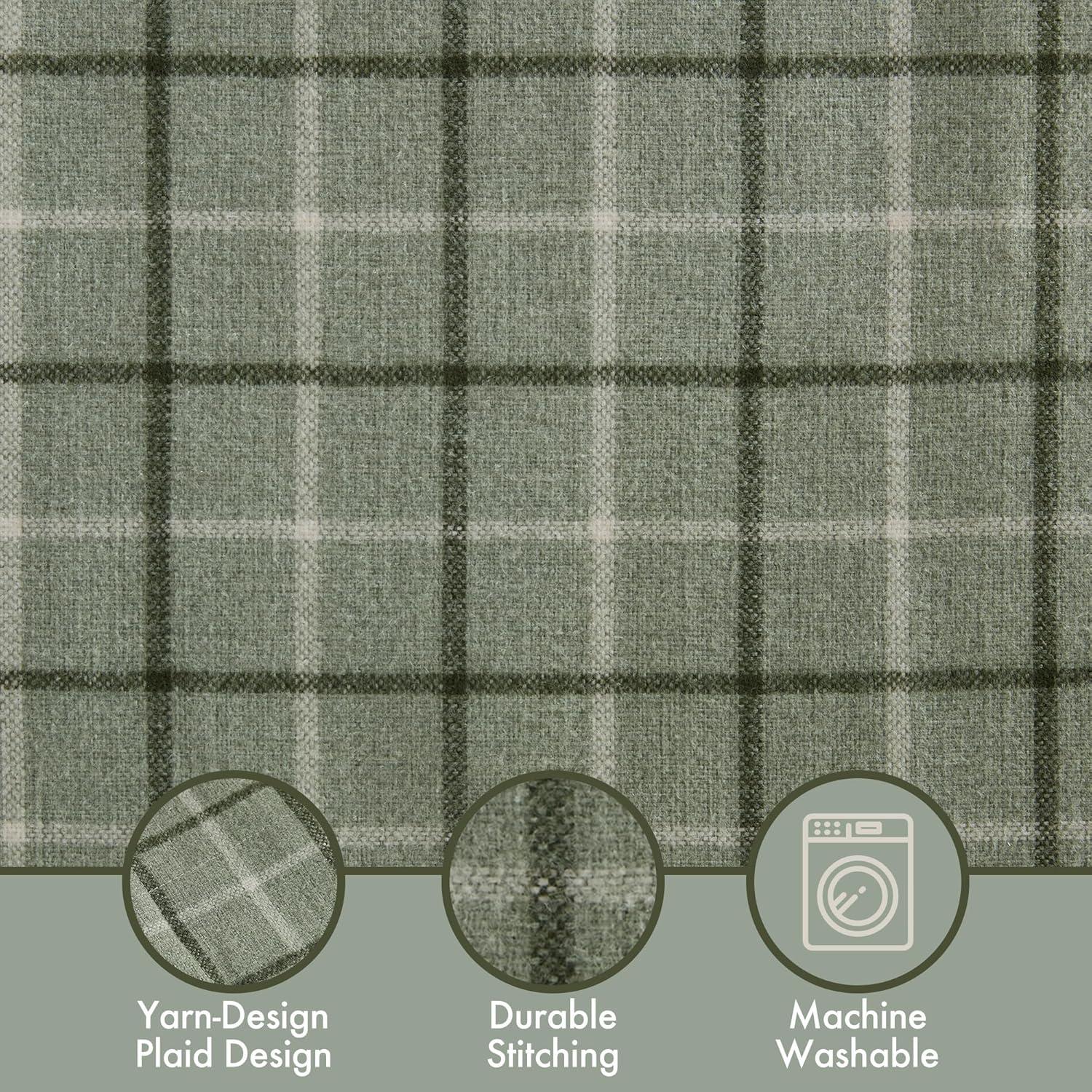 Anaheim Plaid Faux Leather Tab Top Single Curtain Panel with Fleece Lining