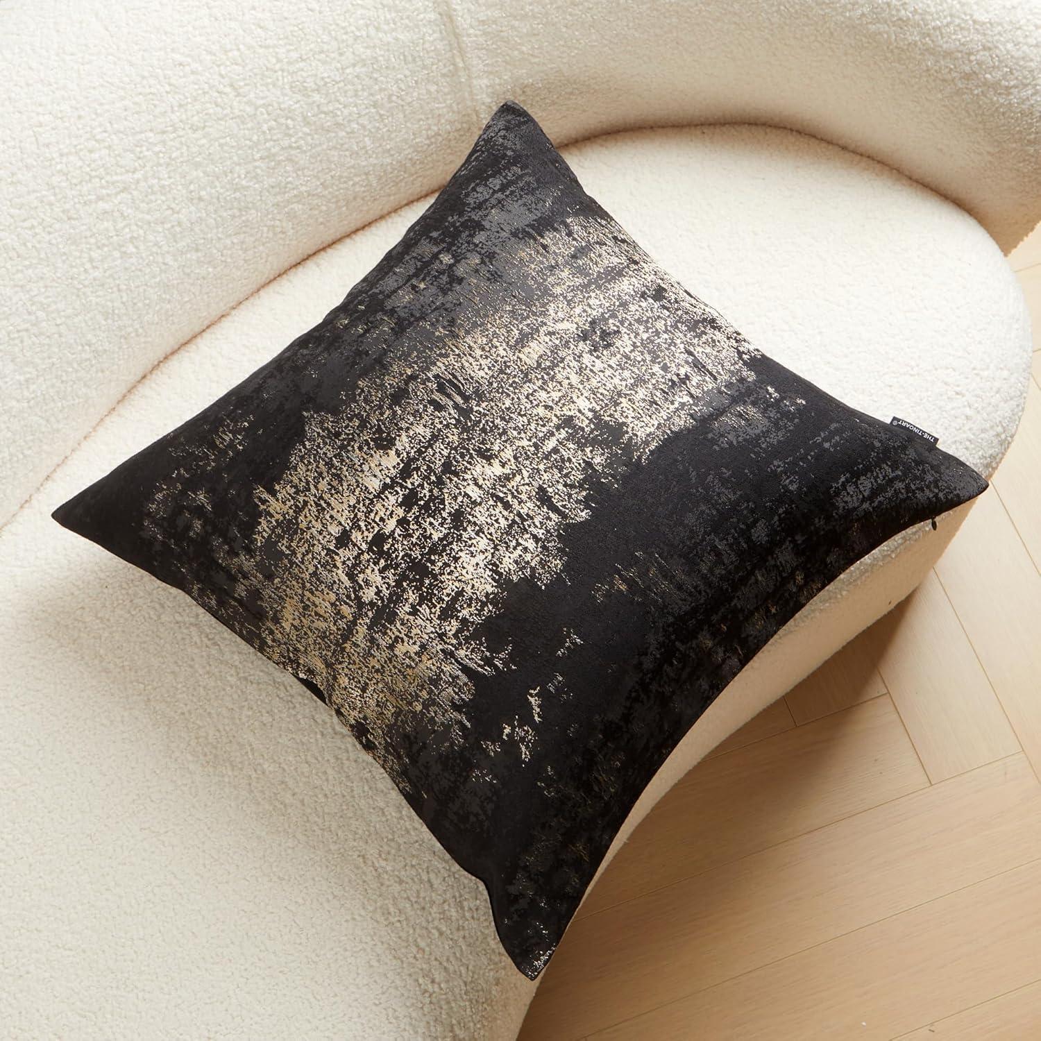 THE-TINOART Glam Jacquard & Velvet Throw Square Accent Pillow Cover 20"x20" 1Piece