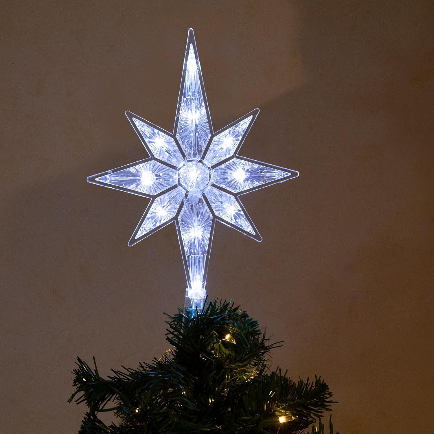 Alpine Corporation Star Christmas Tree Topper with Cool White LED Lights