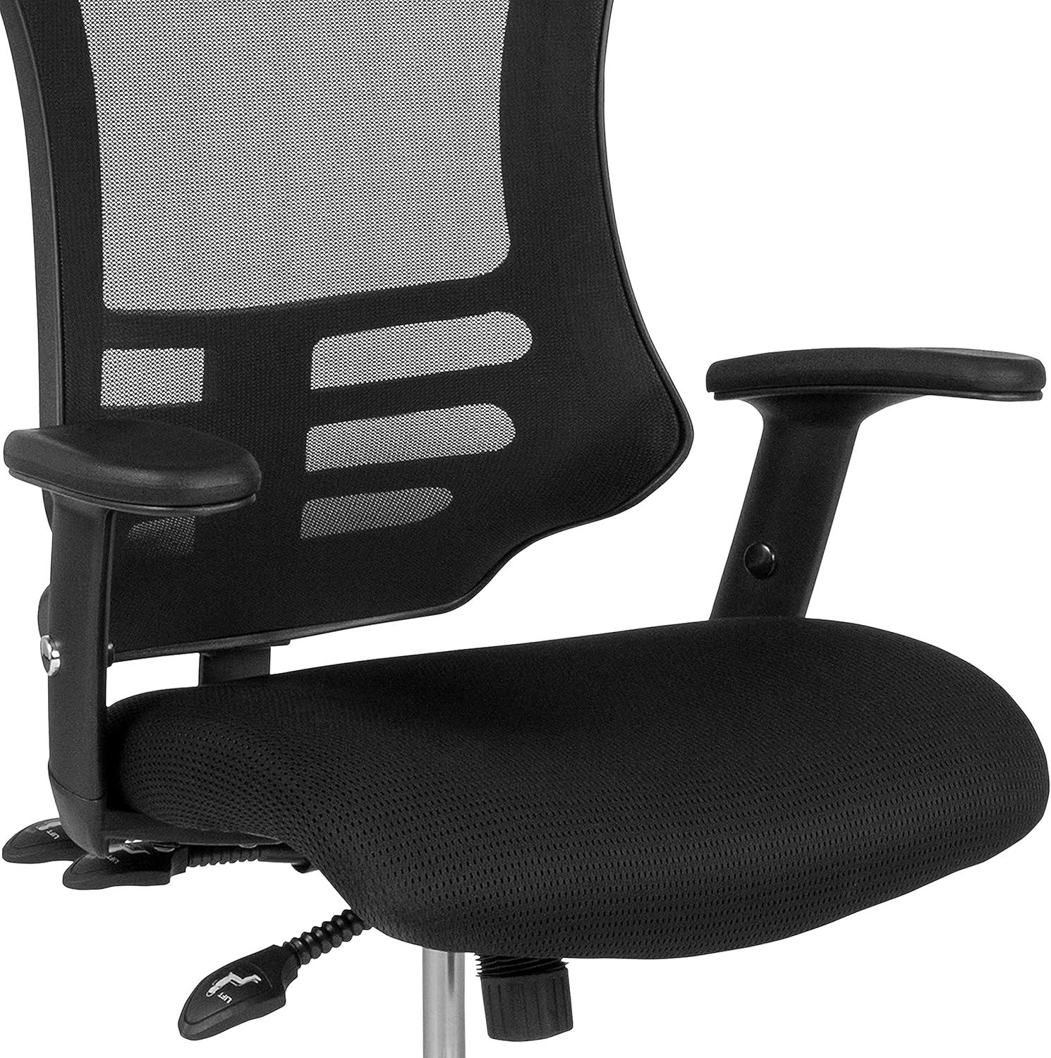 Flash Furniture Waylon High Back Black Mesh Multifunction Executive Swivel Ergonomic Office Chair with Molded Foam Seat and Adjustable Arms