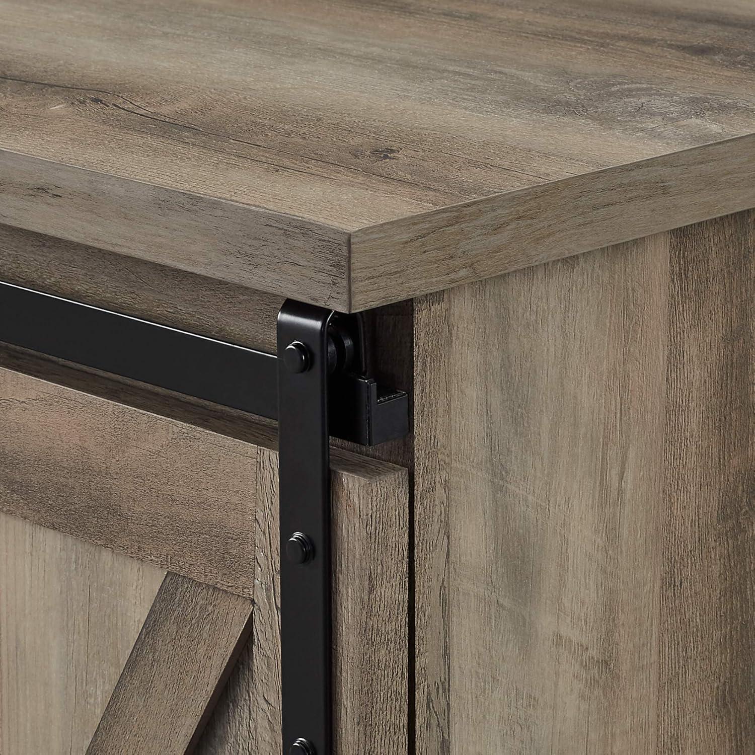 58" Modern Farmhouse Wood TV Stand with Sliding Barn Doors - Solid White Oak