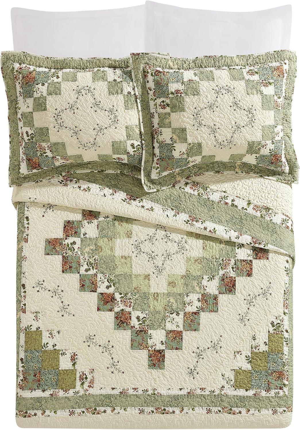 3pc Olivia Quilt Bedding Set Green - Modern Heirloom