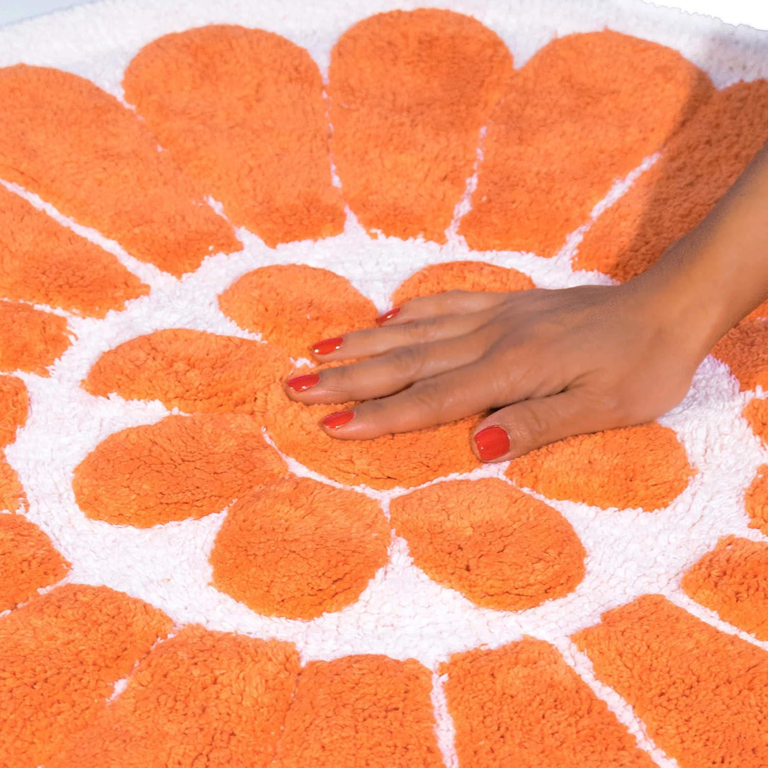 Chesapeake Merchandising 2pc Bursting Flower Bath Rug Set Coral : Microfiber, Machine Washable, Non-Slip Backing