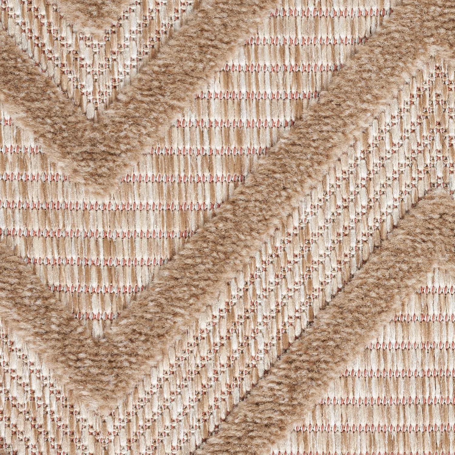Nourison Versatile Diamond Geometric Flatweave Indoor Outdoor Area Rug Natural Beige 5' x 7'