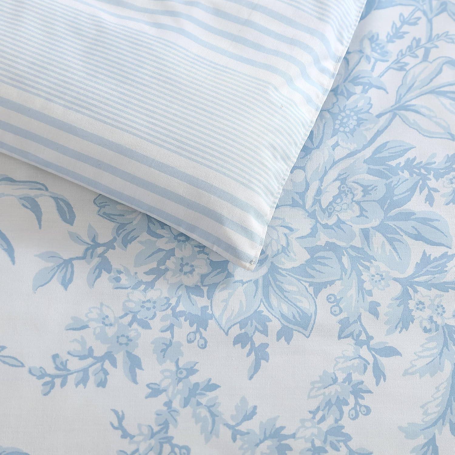 Laura Ashley Laura Ashley Bedford Reversible Cotton Blue Comforter Set