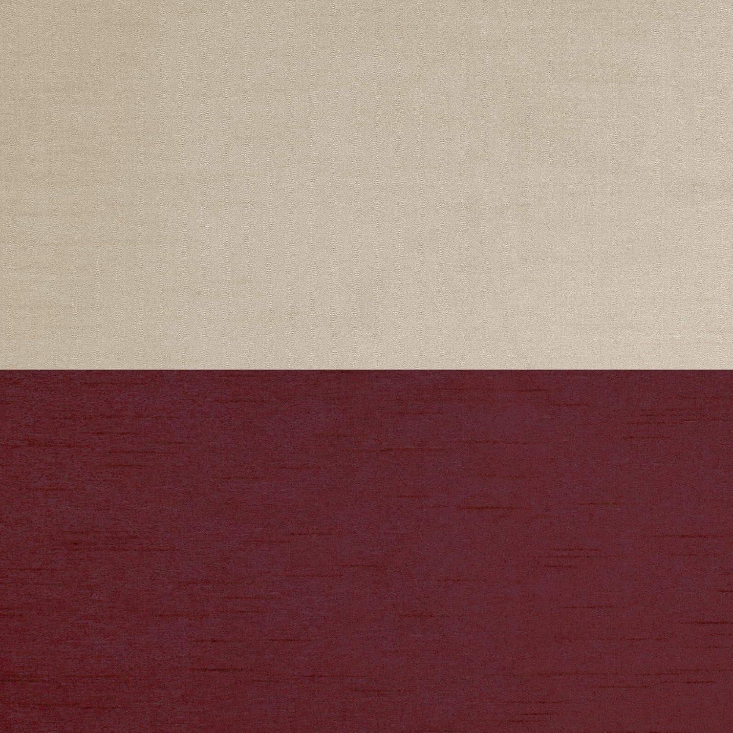 Set of 2 96"x54" Chateau Striped Faux Silk Grommet Top Curtain Panel Burgundy/Taupe - Exclusive Home: Modern Window Drapes