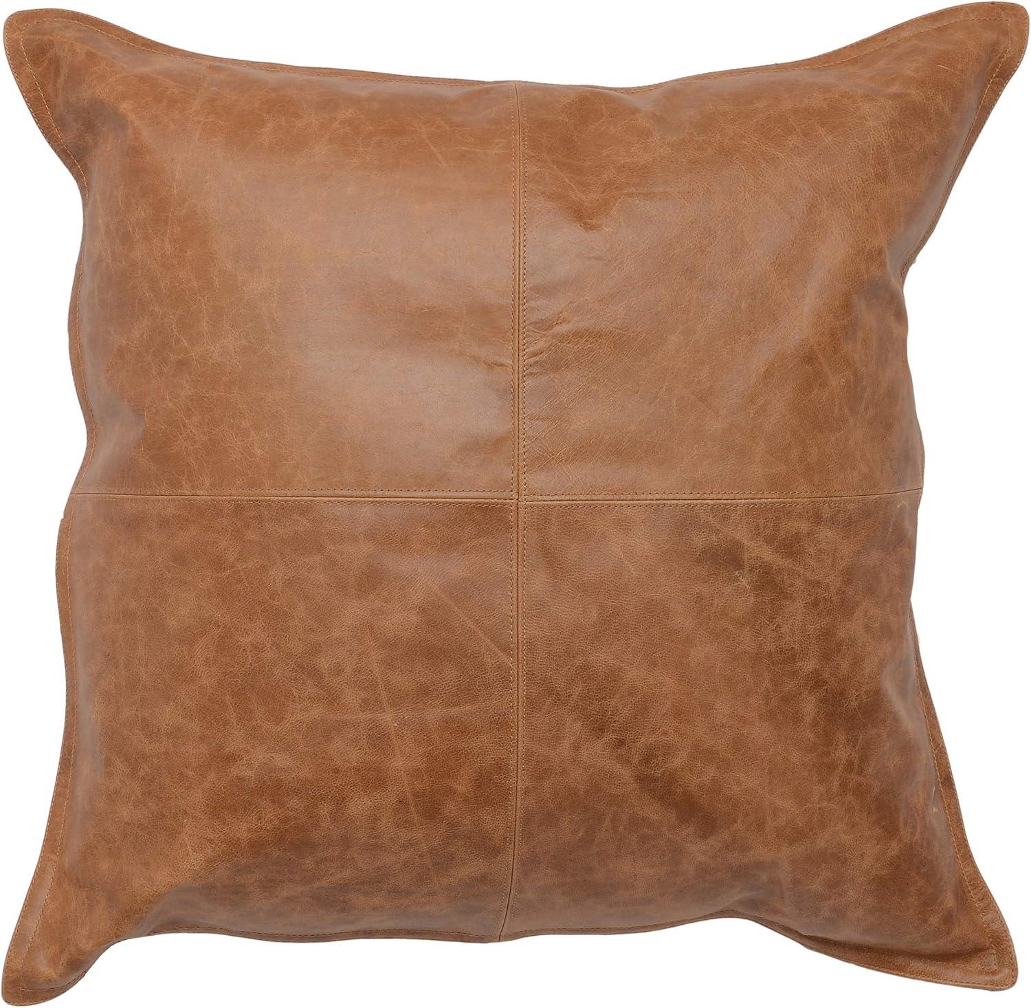 Sabrea Leather Lumbar Pillow - Brown / Lumbar