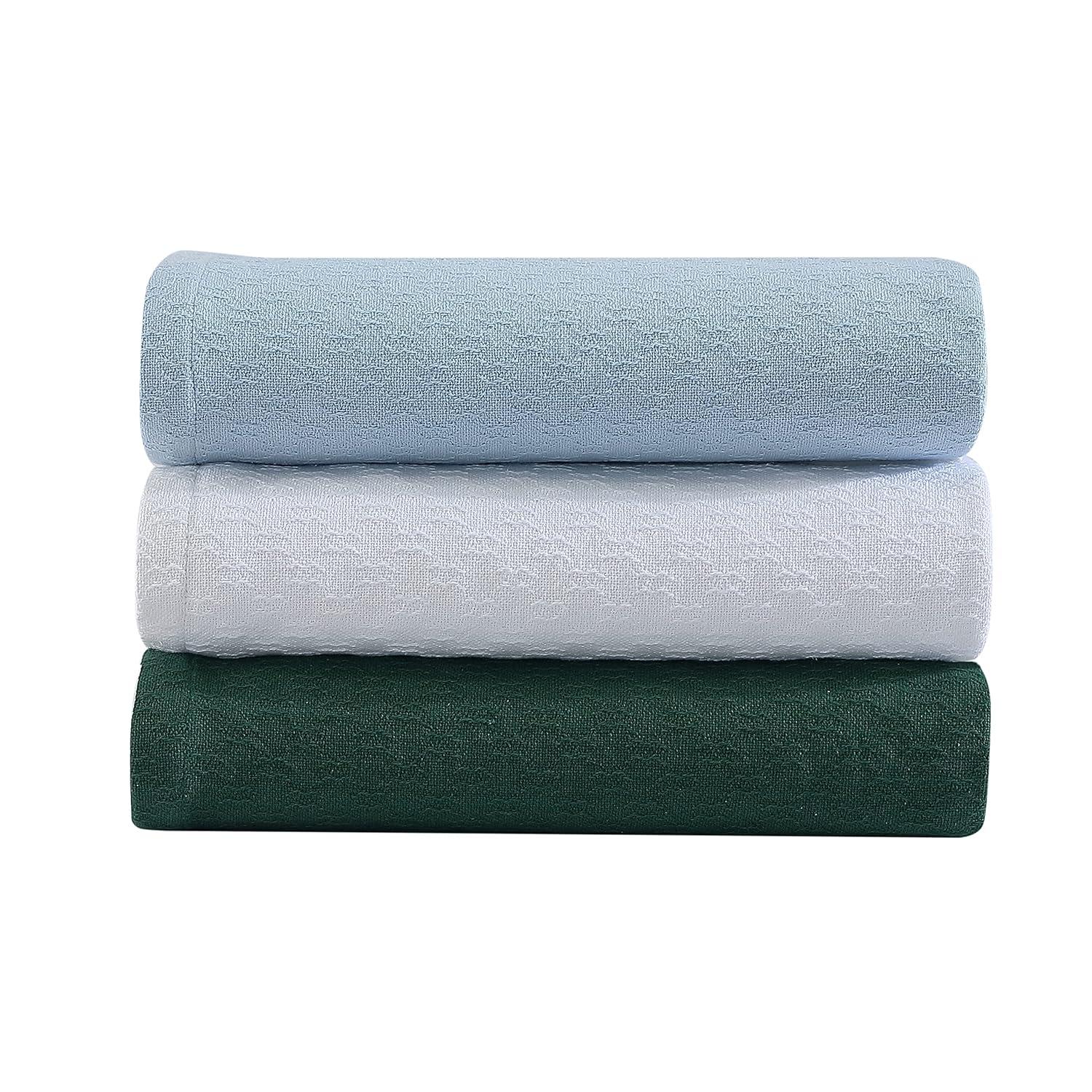 King Size Organic White Cotton Machine Washable Blanket
