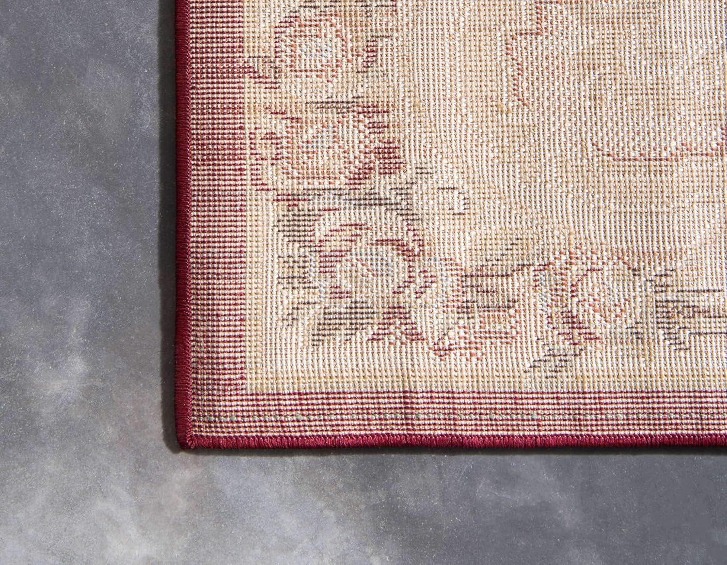 Unique Loom Versailles Collection Area Rug - Charles (6' 1" Square Red/Cream)