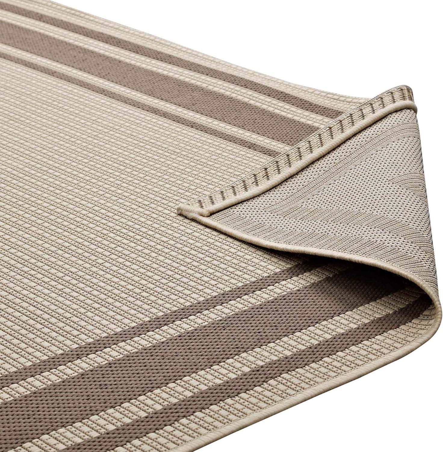 Rim Light and Dark Beige 5x8 Synthetic Indoor/Outdoor Area Rug