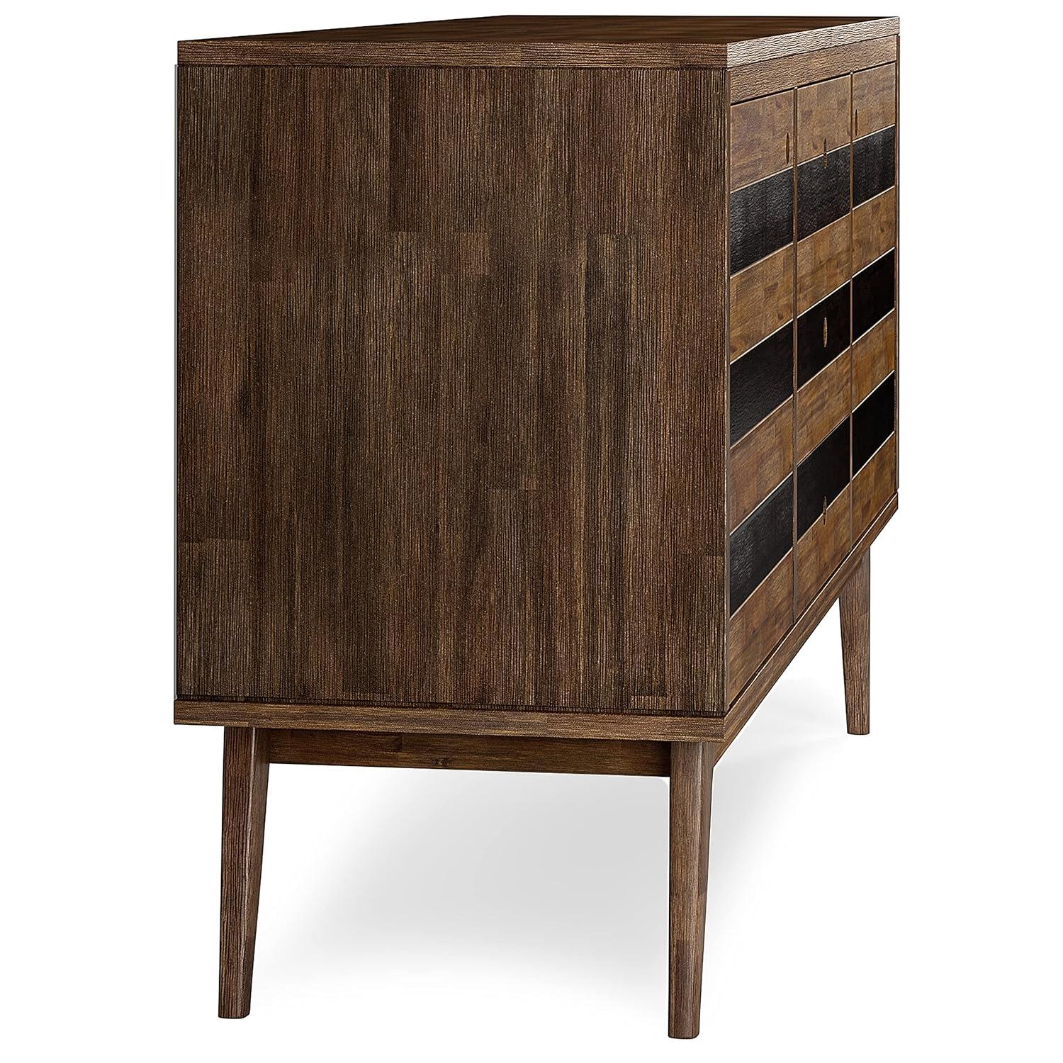 Simpli Home Clarkson 60"W Solid Acacia Mid-Century 2-Door Sideboard Buffet with 3 Drawers