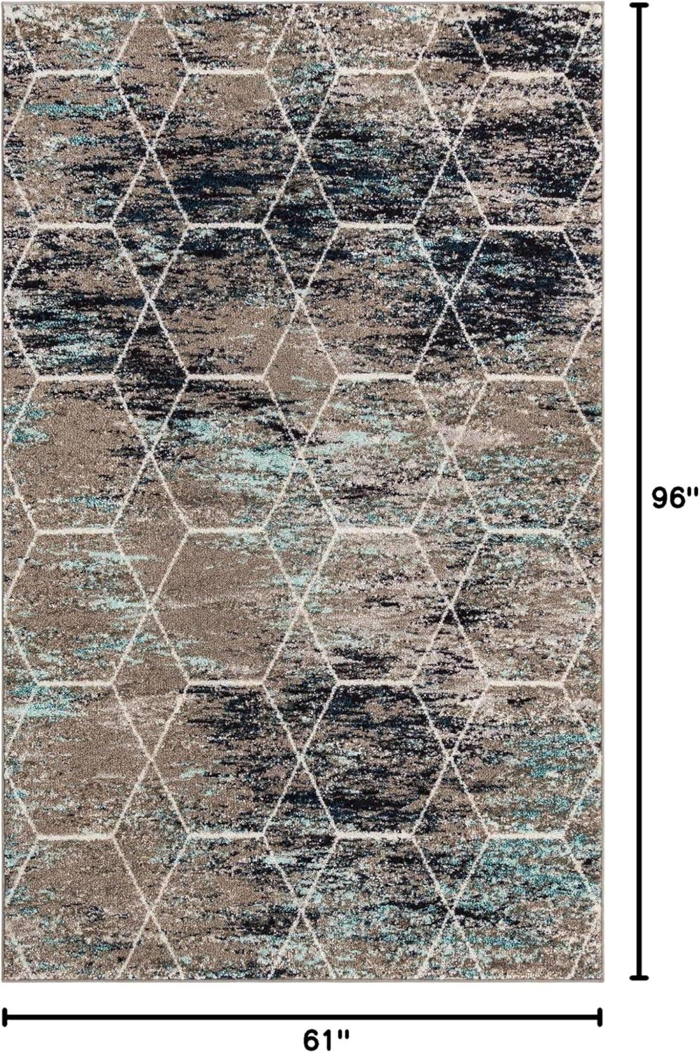 Unique Loom 5' 0 x 8' 0 Trellis Frieze Geometric Black Area Rug
