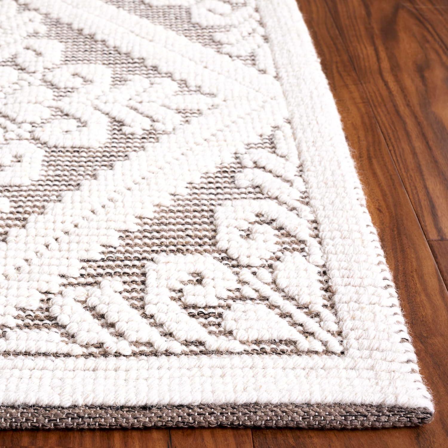 Vermont VRM306 Hand Woven Indoor Area Rug - Ivory/Brown - 9'x12' - Safavieh
