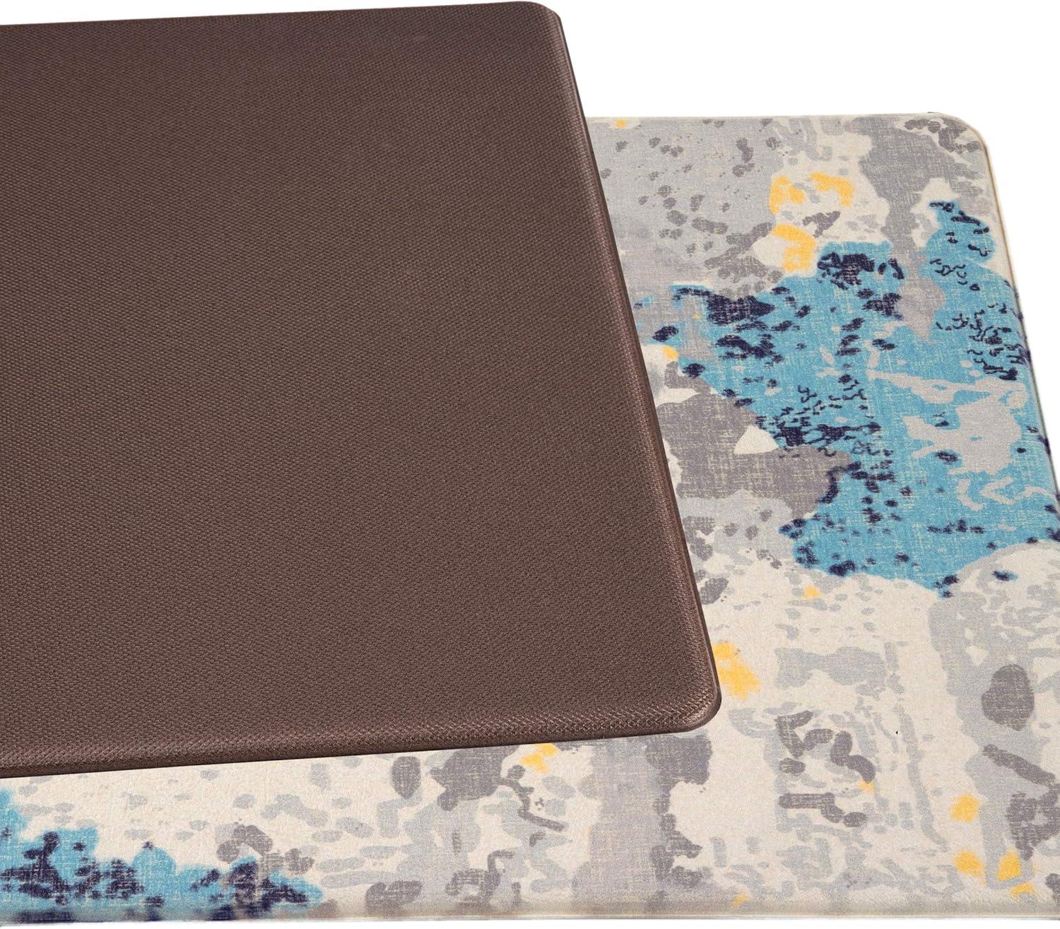 Cream Abstract Anti-Fatigue Standing Mat with Rubber Backing