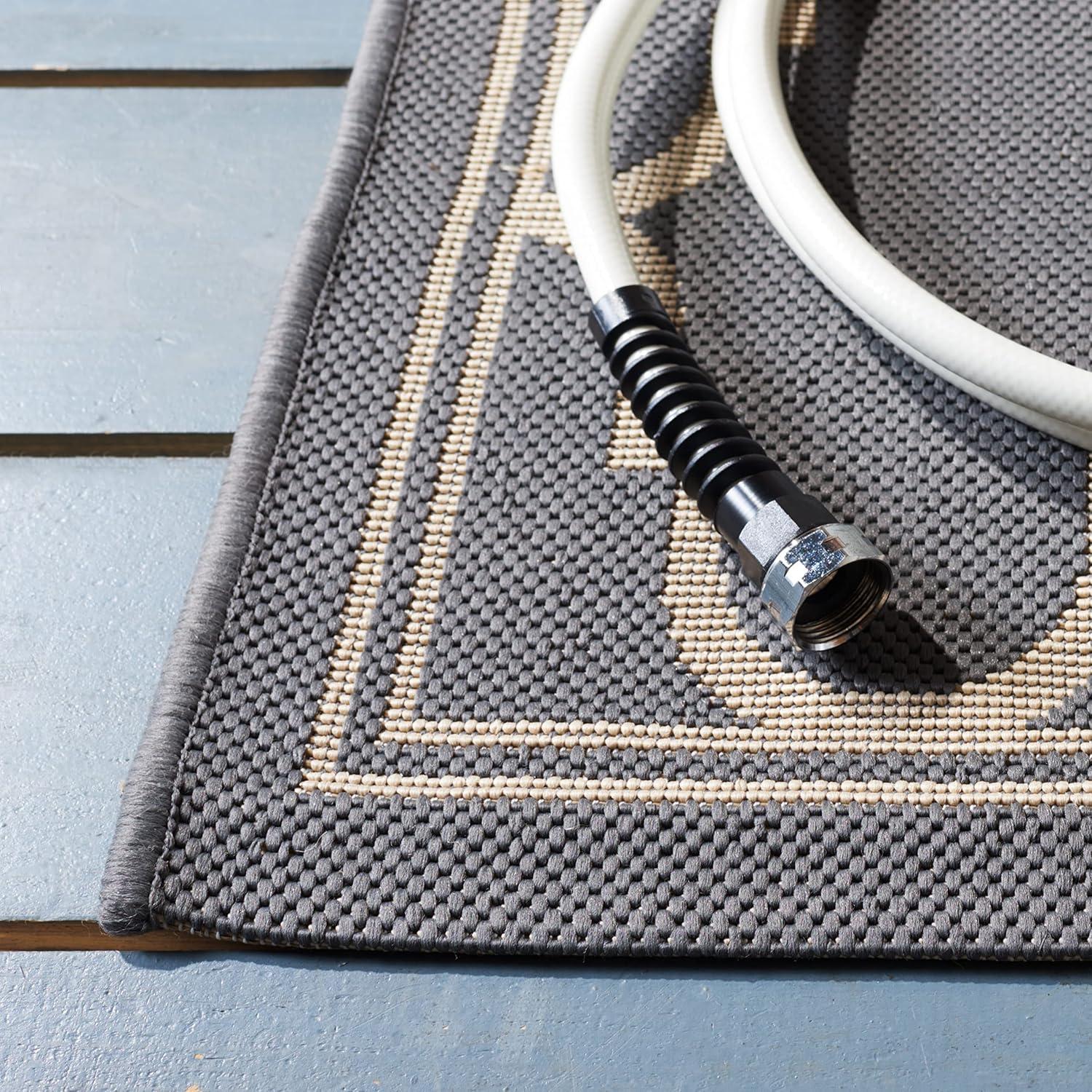 SAFAVIEH Courtyard Eustacia Geometric Trellis Indoor/Outdoor Area Rug Anthracite/Beige, 9' x 12'6"