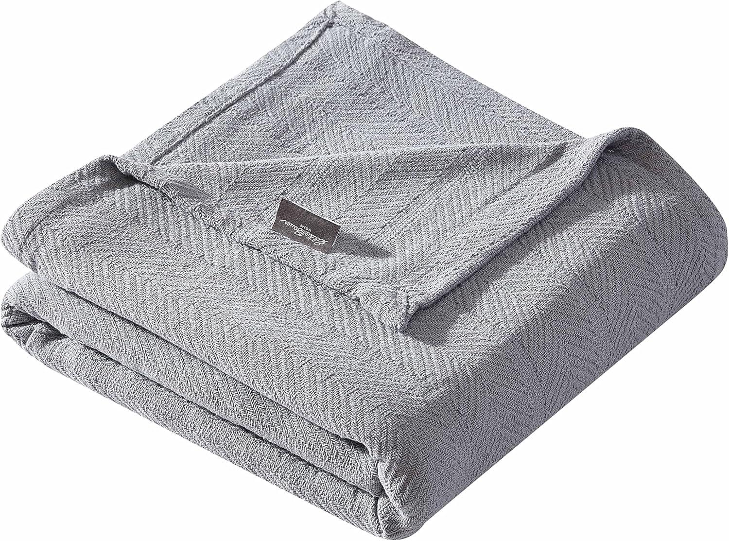 Herringbone Chrome Full/Queen Cotton Throw Blanket