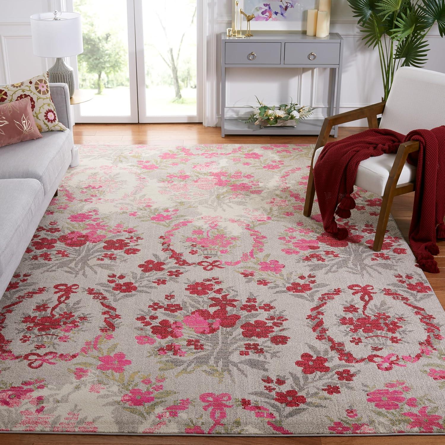 Monaco MNC205 Power Loomed Indoor Area Rug - Ivory/Pink - 8'x11' - Safavieh.