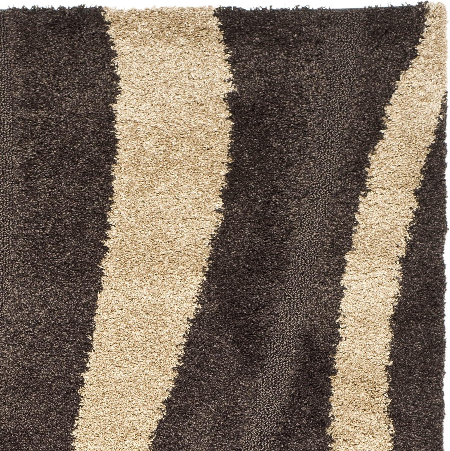 Florida Shag SG451 Power Loomed Indoor Area Rug - Dark Brown/Beige - 6'x9' - Safavieh.