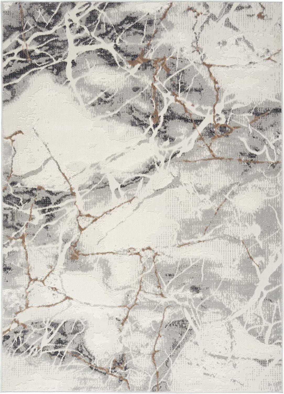 Elation Ivory Abstract 5' x 7' Soft Synthetic Area Rug