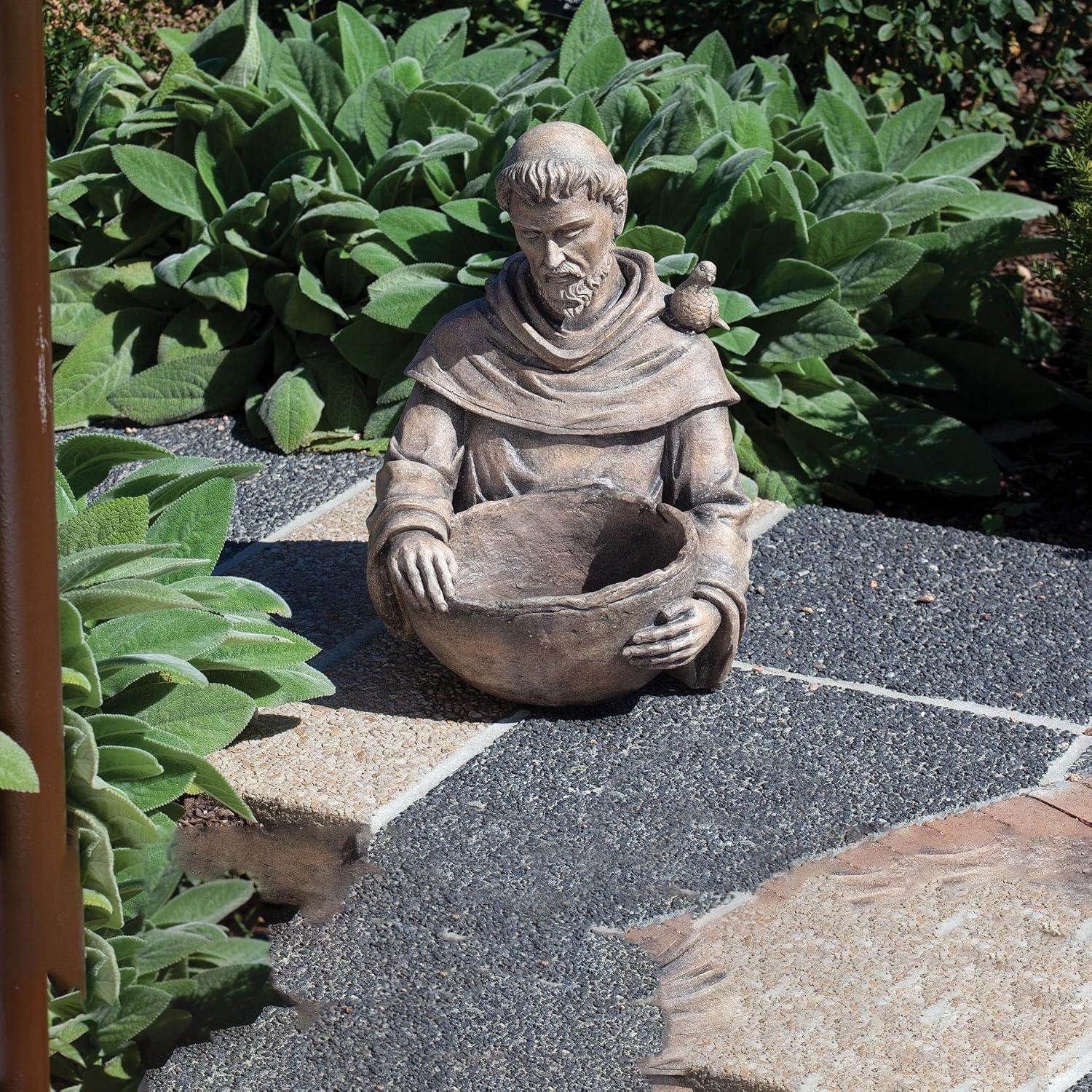 Roman 19" St. Francis Outdoor Garden Statue with Birdbath