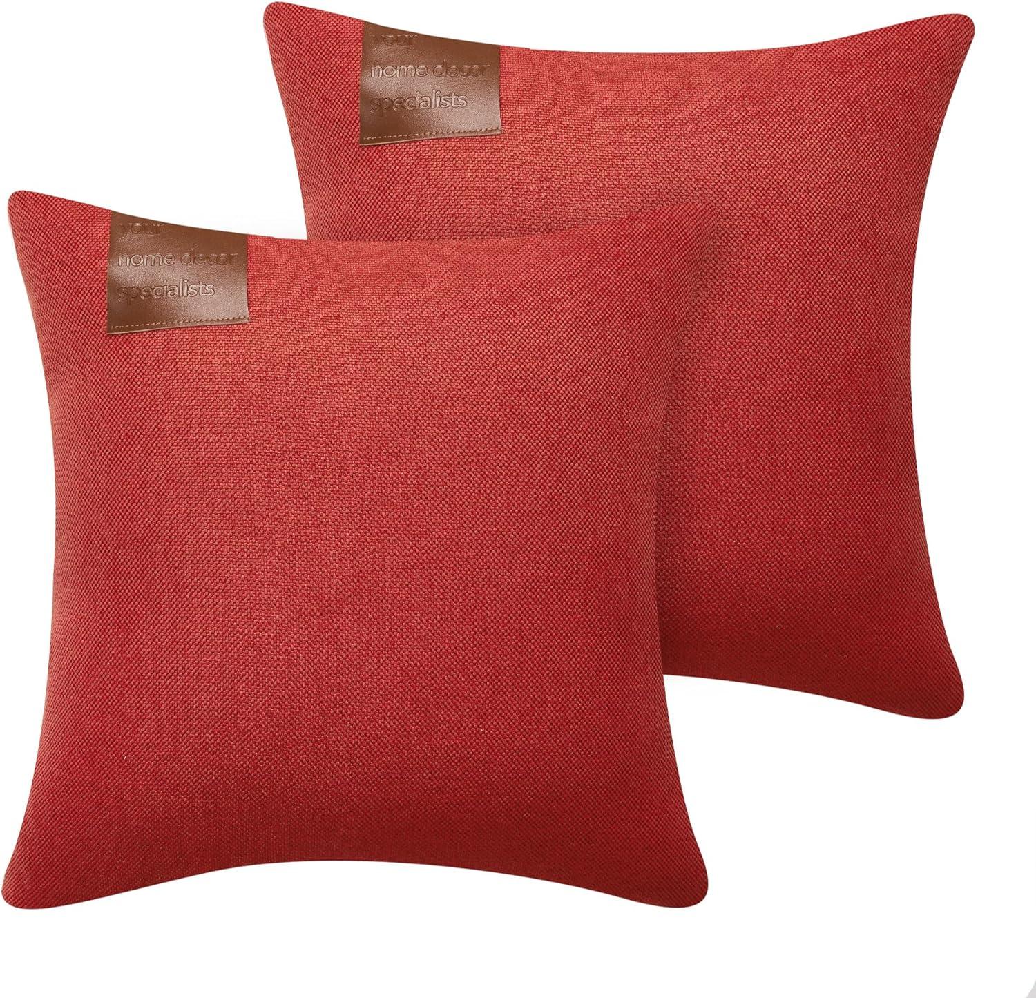 Deconovo Throw Pillow Covers with Corn Texture, Set of 2 Striped Corduroy Cushion Covers for Bedroom Living Room, 16x16 inch, Bright Red, Set of 2