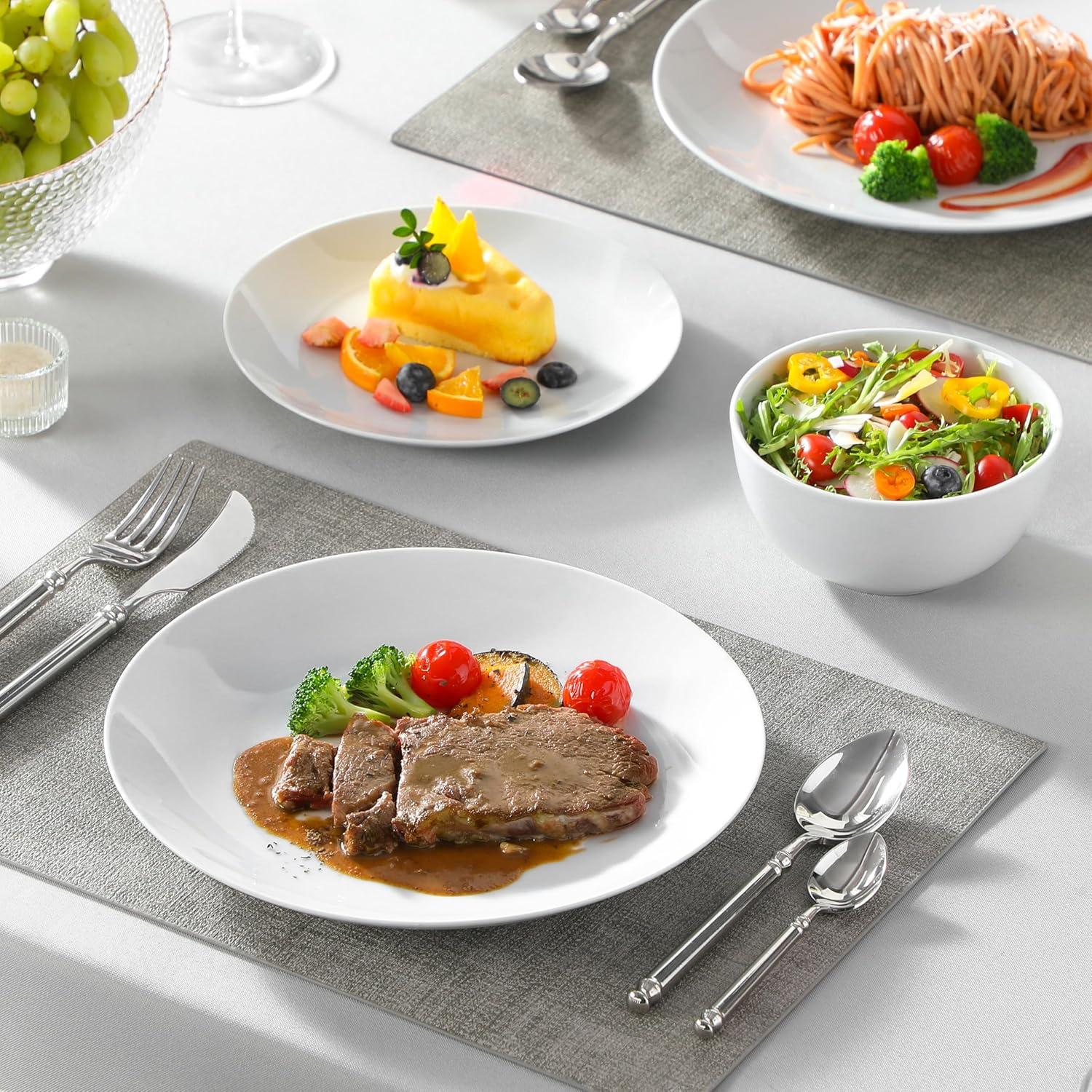 MALACASA 12-Piece Gourmet Porcelain Dinnerware Sets, White