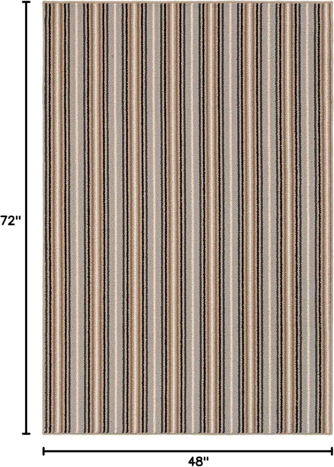 Garland Rug Nantucket Stripe 4 ft. x 6 ft. Area Rug in Earth Tone